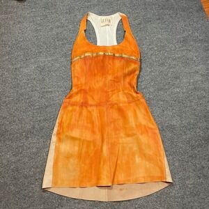illia Leather Racerback‎ Dress Gold Trim Boho Festival Cosplay Costume Small